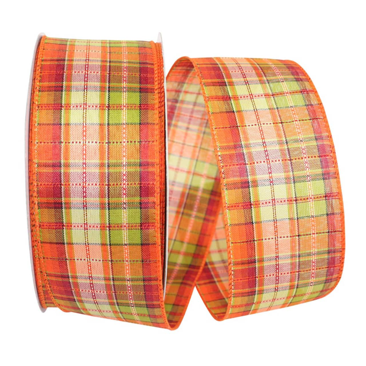 JAM Paper 2.5" x 50yd. Fall Themed Field Plaid Stitch Value Ribbon